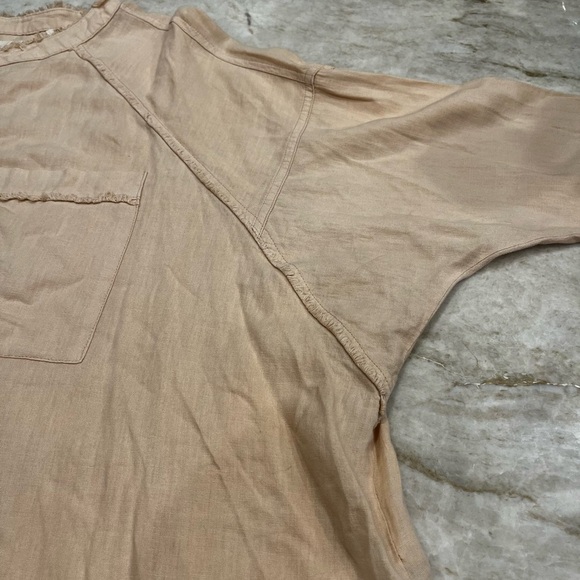 Free People Keep It Simple Oversized Button Down Shirt Shell Pink Size Medium - Picture 7 of 14
